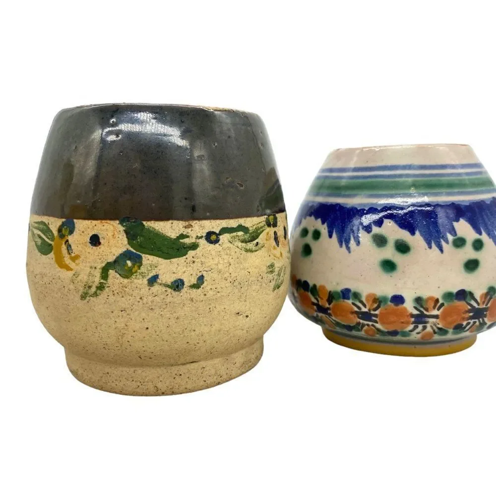 Small Pottery Jars Mexican and Antique Primitive
